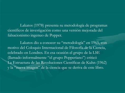 Ppt Imre Lakatos La Metodolog A De Los Programas Cient Ficos De