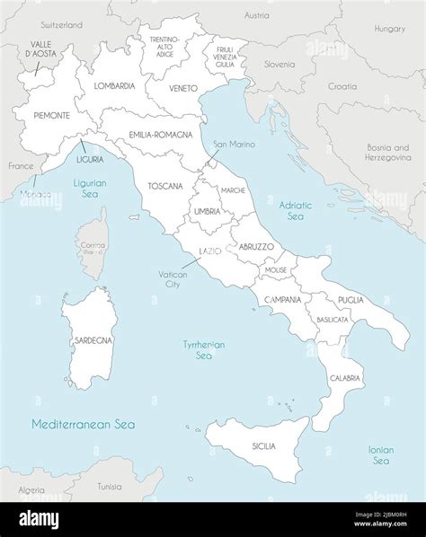 Carte Vectorielle De L Italie Avec R Gions Et Divisions Administratives