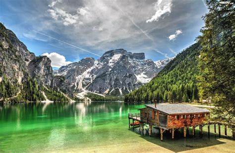 W Ochy Po Udniowy Tyrol Jezioro Pragser Wildsee Dolomity G Ry