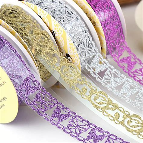 Creative Lace Washi Tapes Hollow Glitter Washi Paper Tapes Etsy