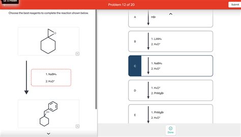 Answered Choose The Best Reagents To Complete Bartleby