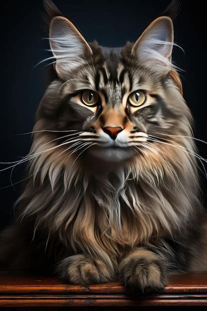 Hermoso Cartel De Gato Maine Coon Foto Premium