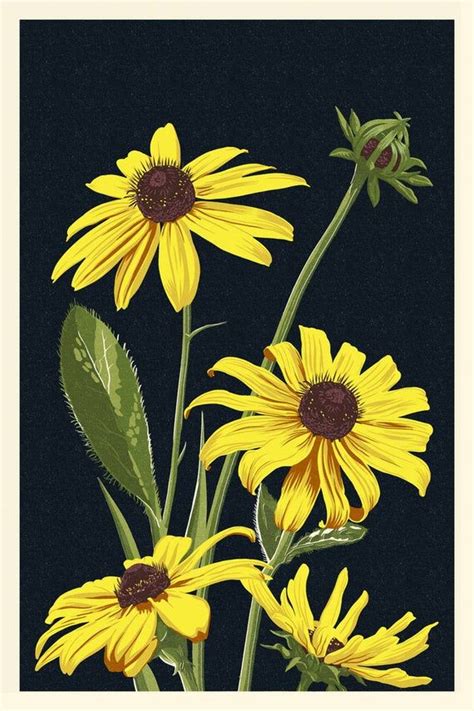 Black Eyed Susan Letterpress Art Prints Wood Metal Signs Canvas