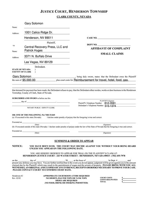 Small Claims Demand Letter Nevada Fill Out Sign Online DocHub