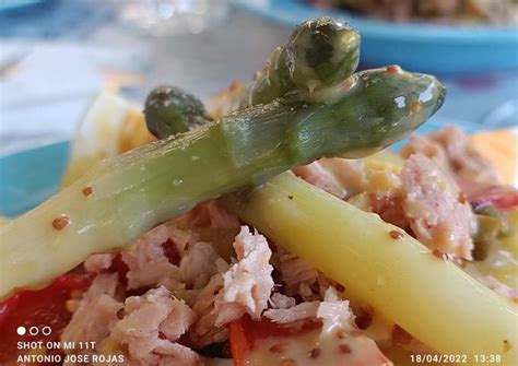 Ensalada de espárragos con vinagreta de mostaza Receta de Antonio José