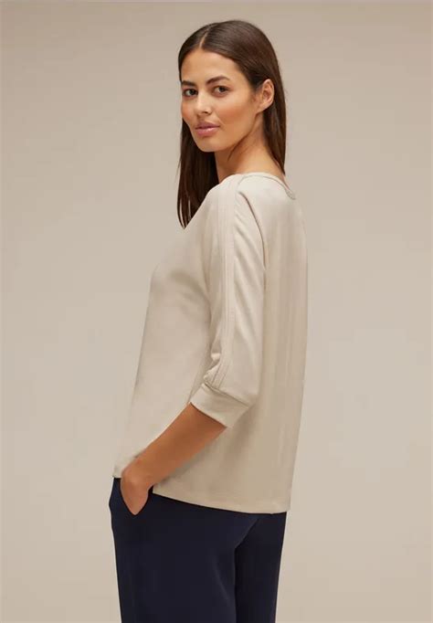 STREET ONE Shirt mit Schimmer Wording für Damen in Beige STREET ONE