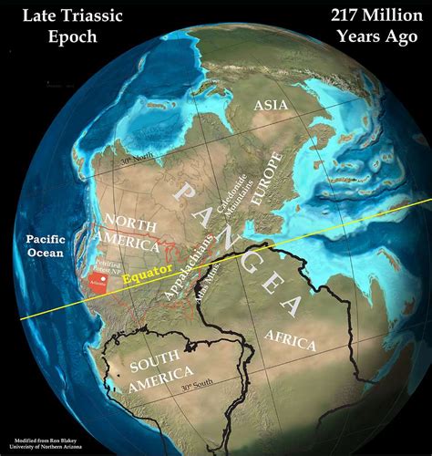 Paleogeographic Globe Of The Late Triassic Million Years Ago