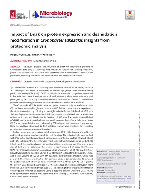 Pdf Impact Of Dnak On Protein Expression And Deamidation Modification