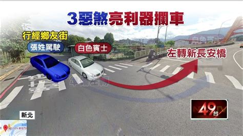 不滿被叭！ 新北3惡煞持「超長利器」攔車 駕駛嚇壞倒車保命 Youtube