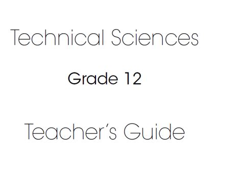 Technical Science Grade 12 Teacher Guide Wced Eportal