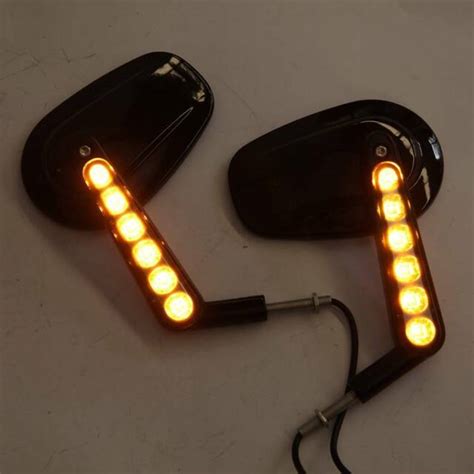 Motorcycle Black Rear View Mirrors Arrow LED Turn Signals For Harley