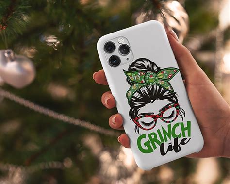 Grinch Life PNG Christmas Messy Bun PNG Digifitch Messy Bun