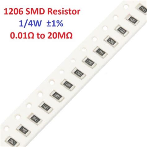 50pcs 1206 SMD SMT Resistors 1 4W 1 Full Range of Values 0 01Ω to