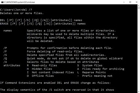 Del Command Examples Options Switches And More