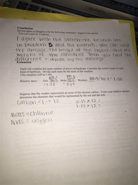 Relative Mass And The Mole Pogil Answer Key Pogil Mole Ratio