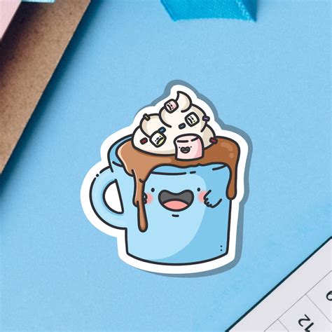 Hot Chocolate Vinyl Sticker Kawaii Hot Chocolate Stickers Etsy