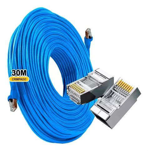 Cabo De Rede Cat6 30 Metros Giga 10 1000 Conector Blindado MercadoLivre