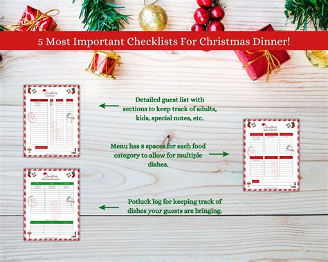 Christmas Dinner Printable Menu Meal Planner Bundle Digital Fill in 4 Sizes - Etsy