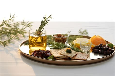 Premium Ai Image Rosh Hashanah Seder Plate With All The Traditional Symbolic Foods