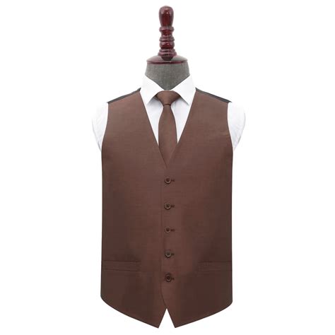 Shantung Chocolate Brown Wedding Waistcoat And Tie Set Wedding