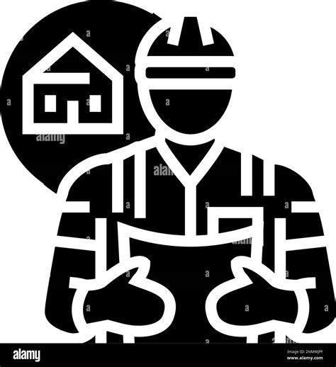 Civil Engineer Worker Glyph Icon Vector Illustration Stock Vector Image