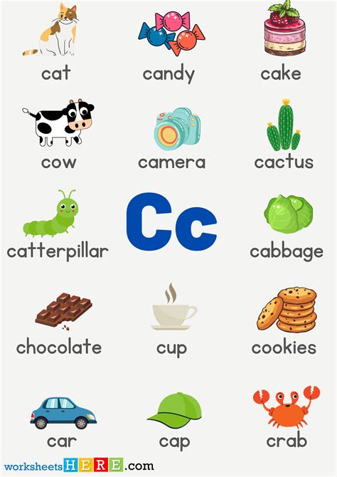 Letter C Vocabulary With Pictures Alphabet C Words Pdf Worksheet For