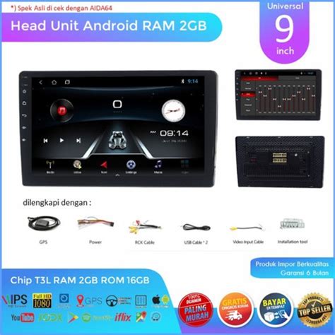 Jual Headunit Android Universal 9 Inch RAM 1GB IPS Split Screen 32 Band