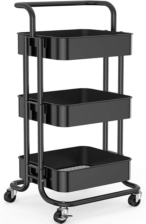 Amazon 3 Tier Mesh Utility Cart Rolling Metal Organization Cart