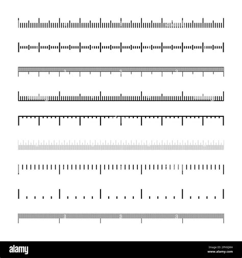 Various measurement scales with divisions. Realistic scale for measuring length or height in ...