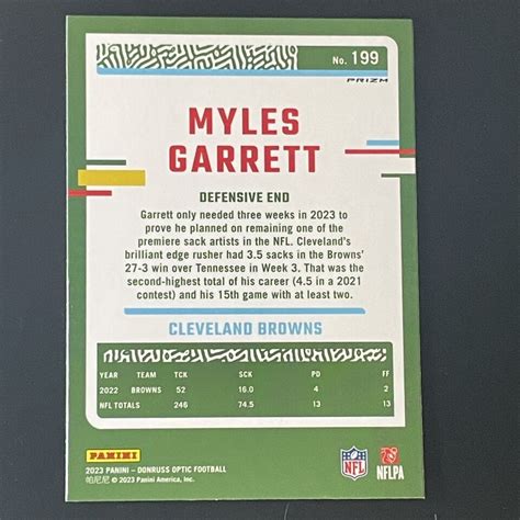 Panini Donruss Optic Myles Garrett Fire Emoji Ebay