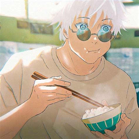 An Anime Character Eating Rice With Chopsticks