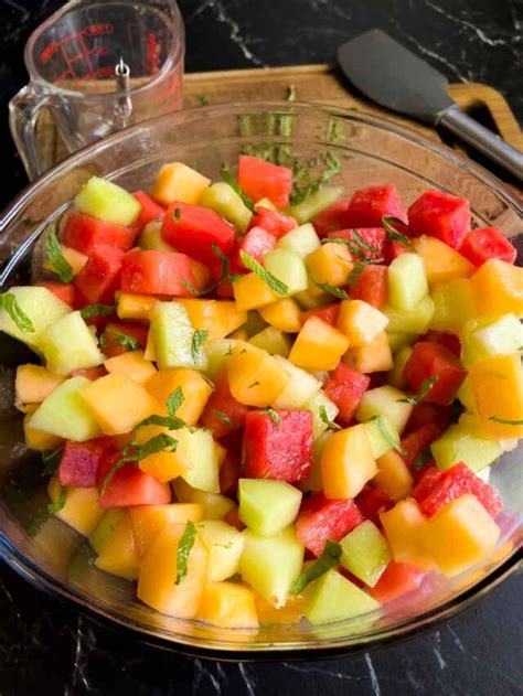 Mixed Melon Fruit Salad (with honey, lime, and mint) - Don't Sweat The ...