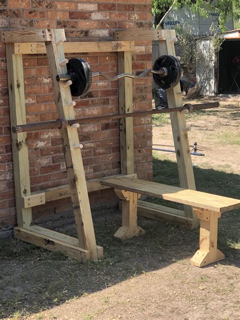 Squat rack and bench | Home made gym, Diy home gym, At home gym