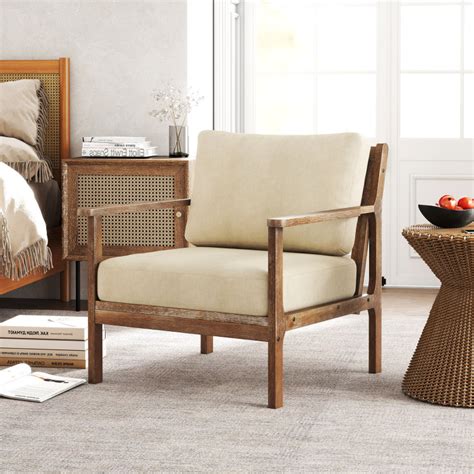 Modern Accent Chair With Solid Rubber Wood Armrests Costway