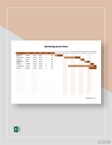 12 Month Marketing Gantt Chart Template in Excel - Download | Template.net