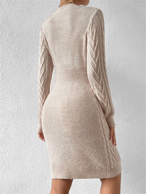 Shein Essnce Cable Knit Sweater Dress Shein Usa