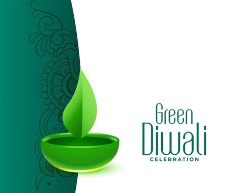 Dise O Diya De Hoja Verde Para Fondo De Saludo De Diwali Ecol Gico