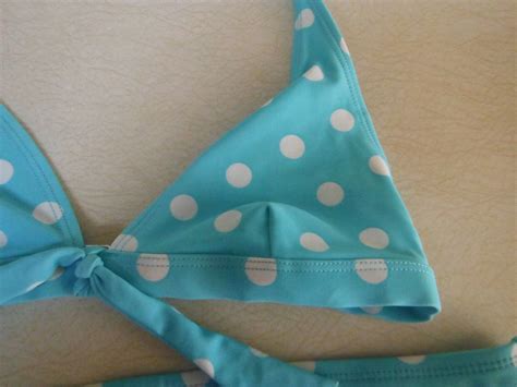 Hobie Swimwear Bikini Piece Aqua Blue White Polka D Gem