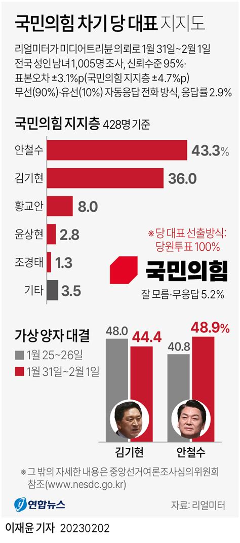 그래픽 국민의힘 차기 당 대표 지지도 연합뉴스