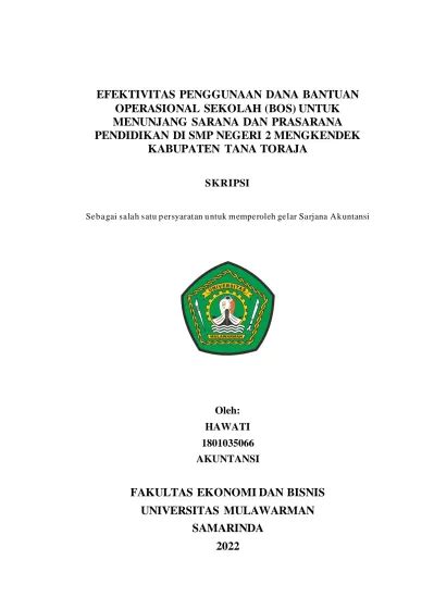 Saran Efektivitas Penggunaan Dana Bantuan Operasional Sekolah Bos