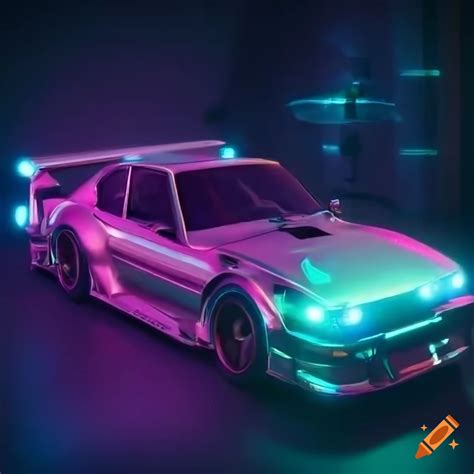 Neon Lit Vintage Sports Car In A Cyberpunk World On Craiyon