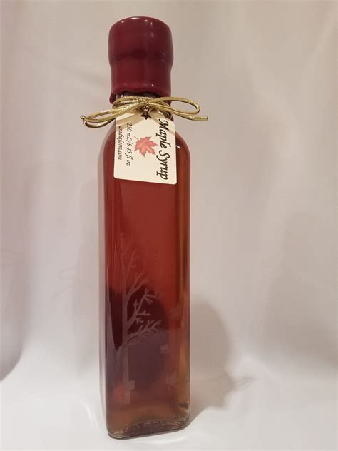 Maple Syrup Ml Etched Glass Bottle With Wax Dip Aradia Farm Llc