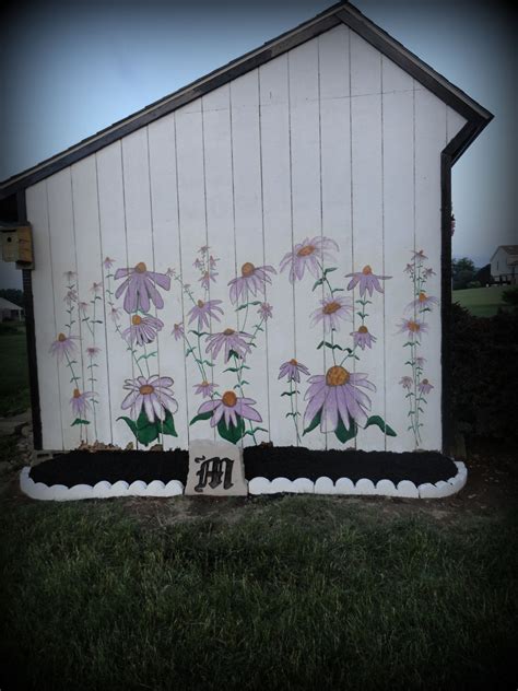 Pin By Becky Martin On Outdoors Painted Shed Fence Art Garden Mural