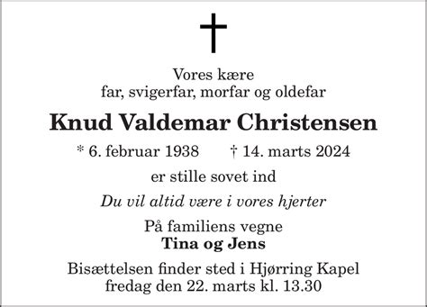 D Dsannonce For Knud Valdemar Christensen Nordjyske Dk