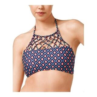 Raisins Coconut Grove Womens High Neck Macrame Bikini Top Multi Color