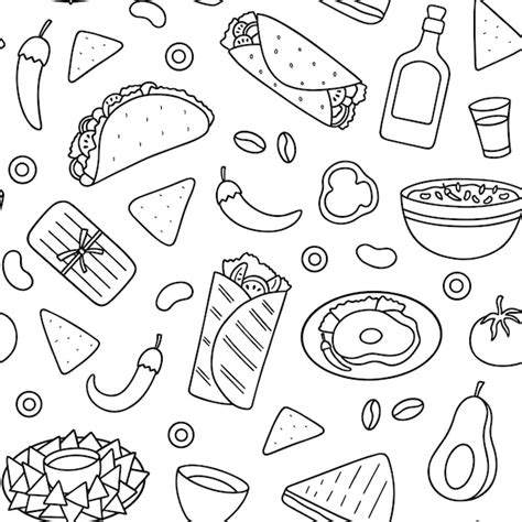 Premium Vector Seamless Pattern Of Mexican Food Doodle Set Mexican