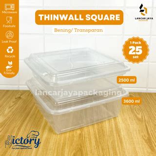 Jual Pcs Thinwall Square Victory Kotak Makan Plastik Wadah Persegi