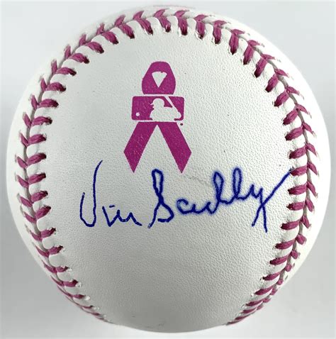 Lot Detail Vin Scully Single Signed Oml Breast Cancer Awareness