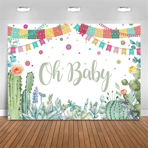 Amazon Mocsicka Cactus Baby Shower Backdrop Mexican Cactus Party