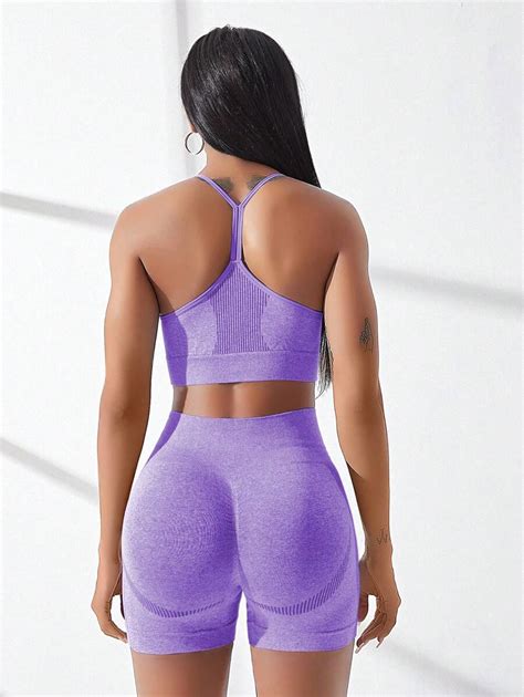 Shein Sport Studio Conjunto Deportivo Sujetador Incons Til Unicolor Con